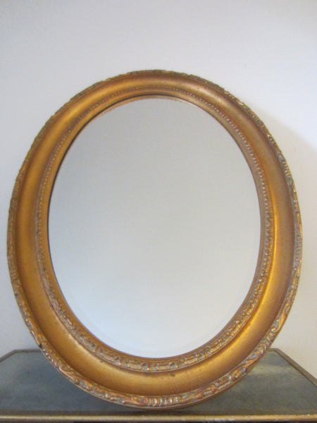 Oval Beveled Mirror Gilt Frame Floral Decorated - Designer Unique Finds 