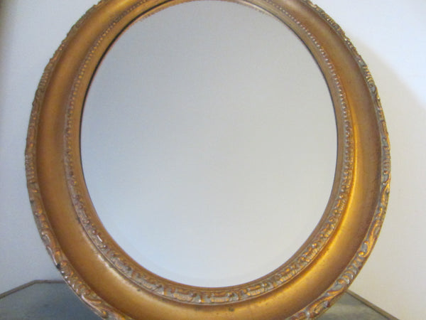 Oval Beveled Mirror Gilt Frame Floral Decorated - Designer Unique Finds 