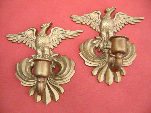 Eagles American Sexton Mid Century Wall Candle Holders Sconces - Designer Unique Finds 