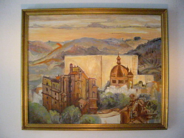 Impressionist Tuscany Italian City View  Architectoral Oil On Canvas - Designer Unique Finds 
 - 2