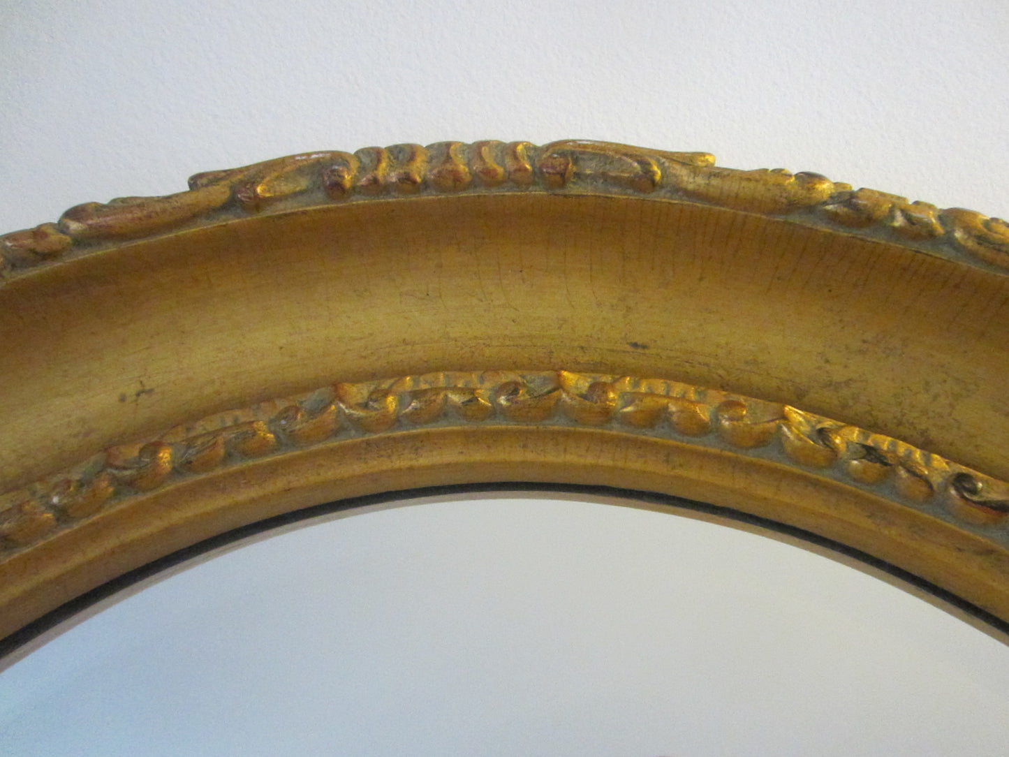 Oval Beveled Mirror Gilt Frame Floral Decorated - Designer Unique Finds 