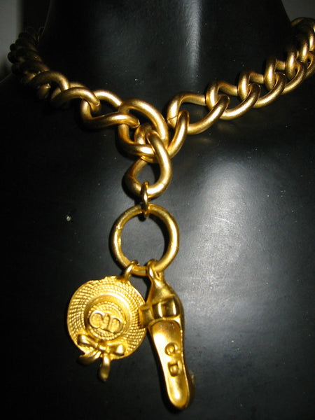Christian Dior Charms Brass Link Golden Choker - Designer Unique Finds 
 - 4