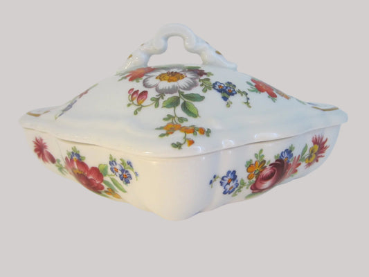 Romance Limoges France Porcelain Triangle Floral Covered Box