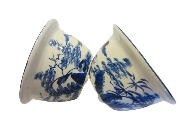 Blue White  Ceramic Planters Asian Inspires Bowls - Designer Unique Finds 