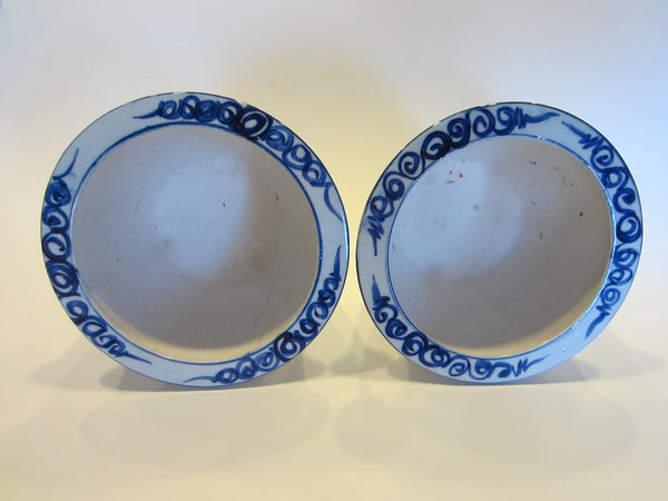 Blue White  Ceramic Planters Asian Inspires Bowls - Designer Unique Finds 