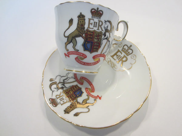 Crown Staffordshire Queen Elizabeth Coronation Fine Bone China England Cup Saucer