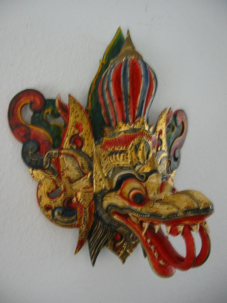 Ceremonial Mask Hand Carved Painted Gilt Decorated Bold Colors