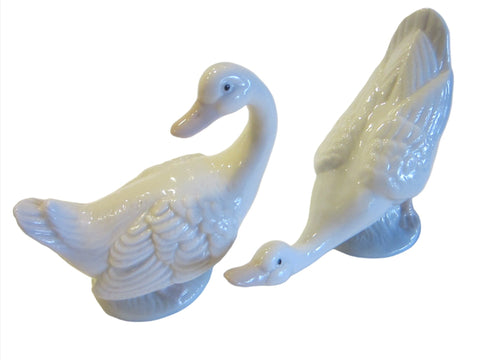Duncan Royale White Fine Bone China Duck Figures Stamp Marked - Designer Unique Finds 