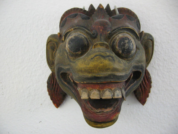 Folk Art Topeng Ceremonial Dance Mask Hand Painted Wood  Carving 