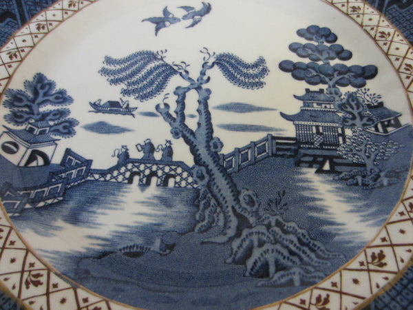 Booths England Real Old Willow Blue White Transfer Chinoiserie Porcelain Plates