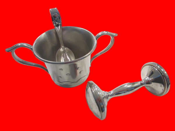 Lenox Kirk Stieff Pewter Baby Gift Set Hey Diddle Nursery Rhyme