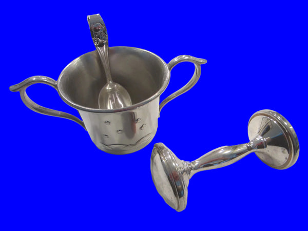 Lenox Kirk Stieff Pewter Baby Gift Set Hey Diddle Nursery Rhyme