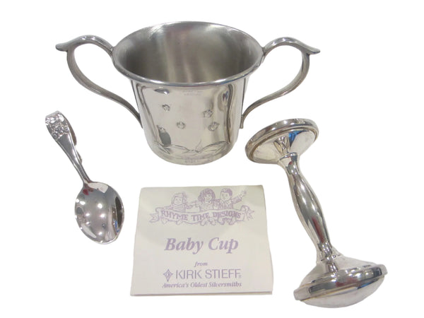 Lenox Kirk Stieff Pewter Baby Gift Set Hey Diddle Nursery Rhyme