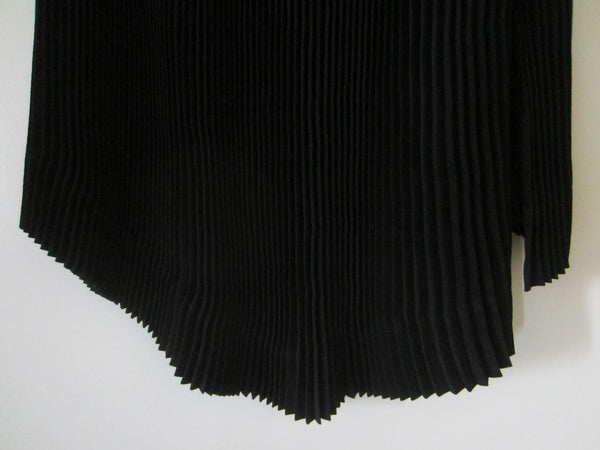Valentino Boutique Italian Couture Black Plea Vintage Silk Skirt Made in France - Designer Unique Finds 