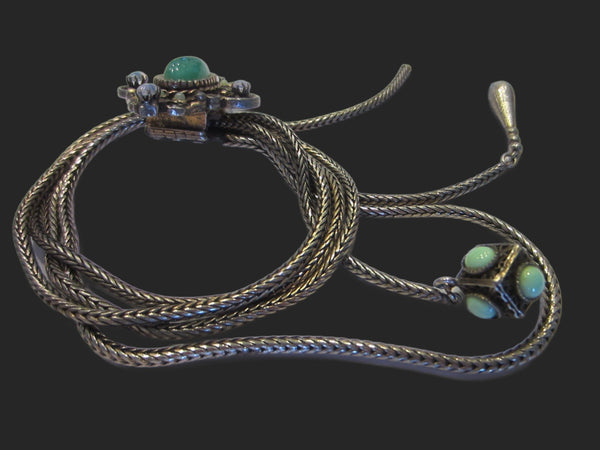Victorian Book Piece Bracelet Green Jade Filigree Strands Turqoise Charm Opals - Designer Unique Finds 
 - 1