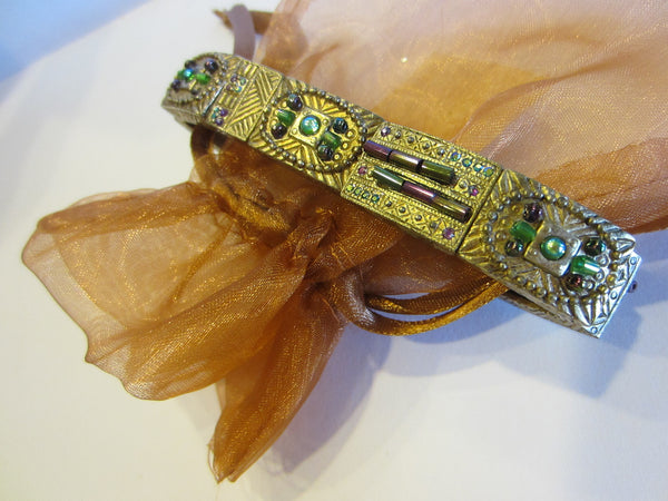 Folk Art Russian Cuff Bracelet Sequined Colored Beads - Designer Unique Finds 
 - 3