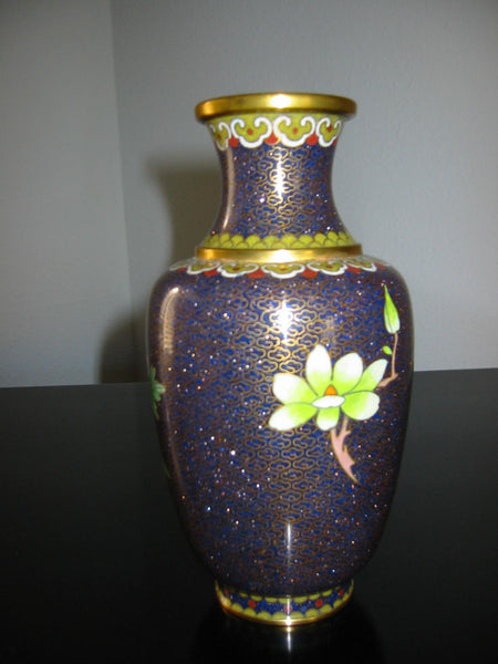 Chinese Cloisonne Vase Orange Blossom Floral Enameling - Designer Unique Finds 
 - 4