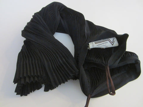Valentino Boutique Italian Couture Black Vintage Silk Skirt Made in France - Designer Unique Finds 