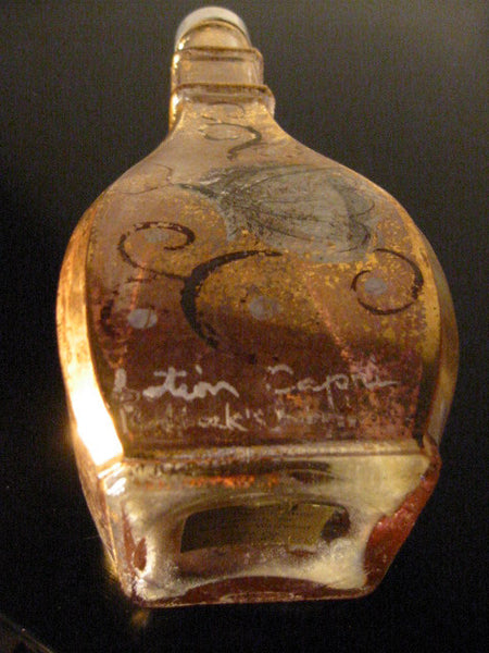 Capri Glass Decanter Gold Shimmer Metal Cap Decorated Flowers Butterfly - Designer Unique Finds 
 - 7