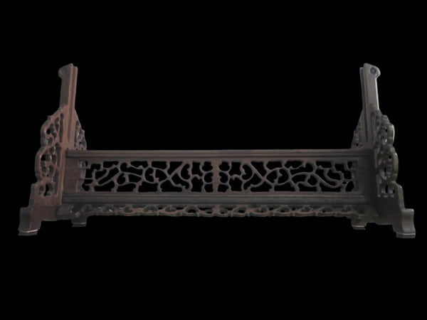 Asian Carved Open Work Table Screen Holder Plaque Stand