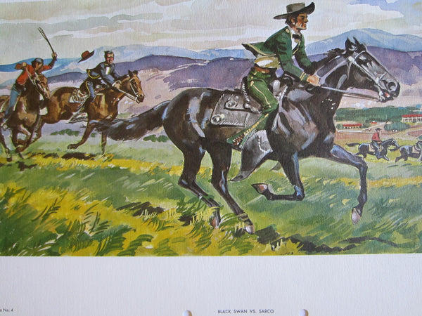 Black Swan VS Sarco California Horse Race Glen Thomas Illustration