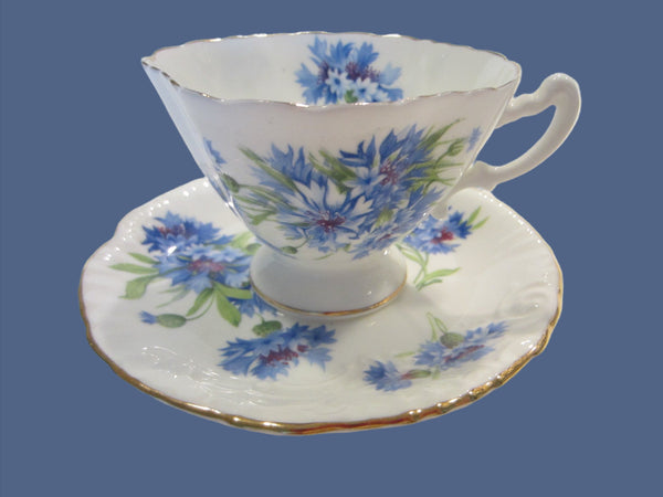 Bone China Hammersley England Cup Saucer Blue Corn Flowers