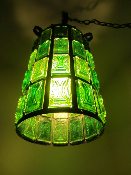 Ceiling Pendant Lantern Mid Century Modern Green Lucite