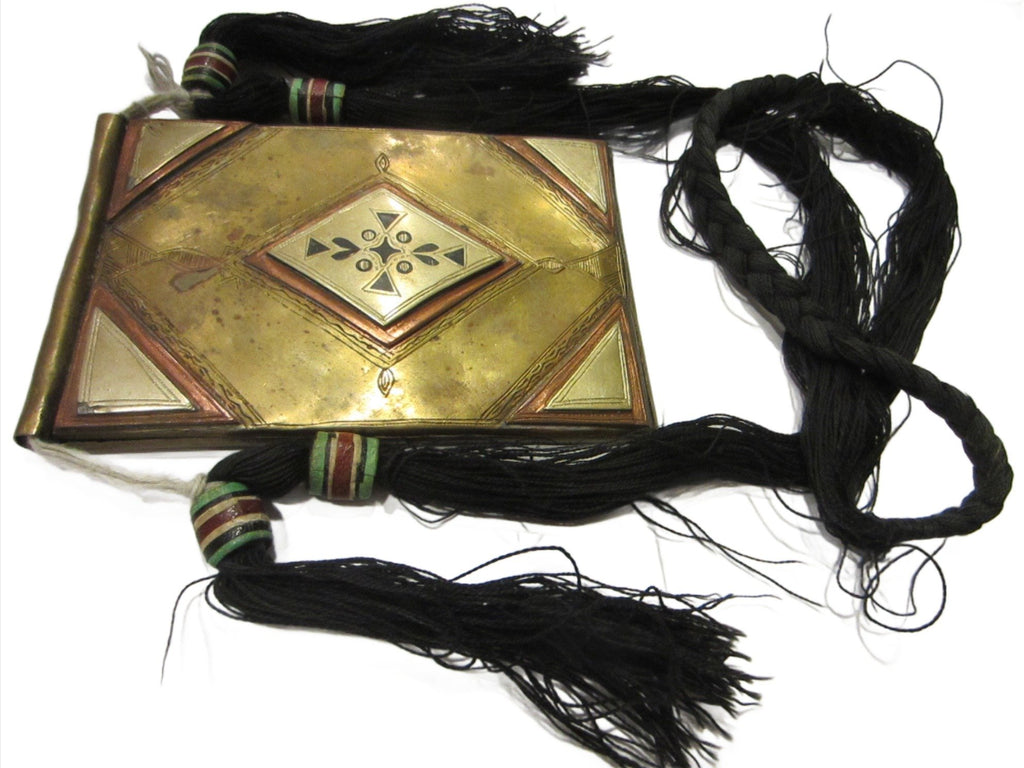 Tuareg Tcherot Amulet Pendant Tribal Necklace Signed In Etch Black Fringes - Designer Unique Finds 
 - 1