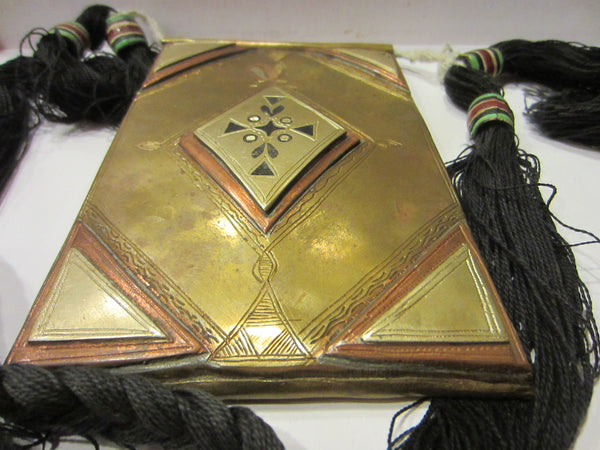 Tuareg Tcherot Amulet Pendant Tribal Necklace Signed In Etch Black Fringes - Designer Unique Finds 
 - 3