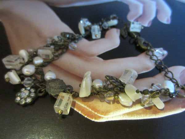 Charm Bracelet Flower Fresh Water Pearls Rhinestones Beads - Designer Unique Finds 
 - 3