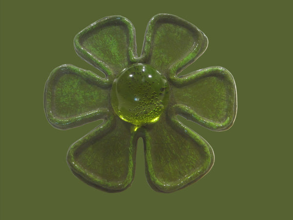 Avant Gaarde Brooch Mid Century Paper Mache Green Cabochon Signed Helen