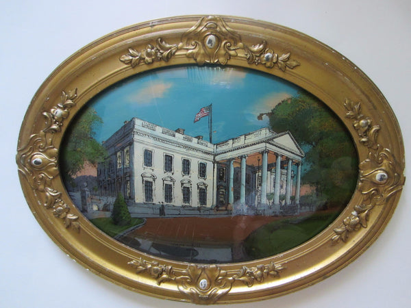 The White House Washington DC Reverse Glass Painting - Designer Unique Finds 