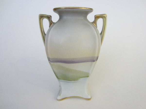 Japan Hand Painted M Nippon Scenic Vase Gilt Handles