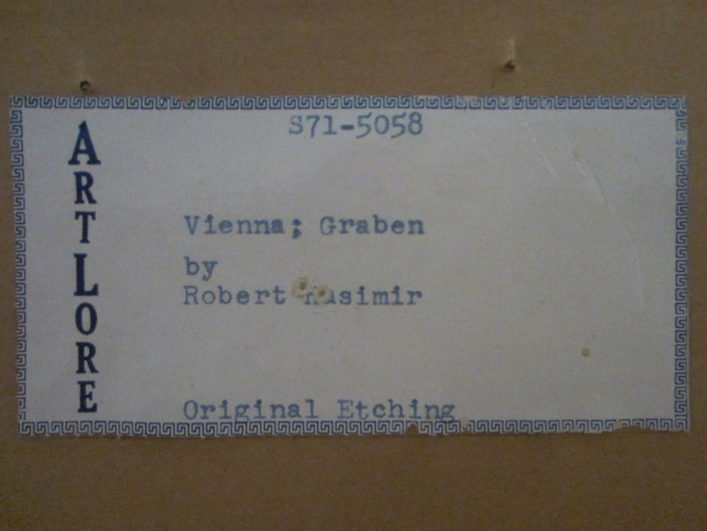 Robert Kasimir Vienna Graben Etching Pencil Signed Titled