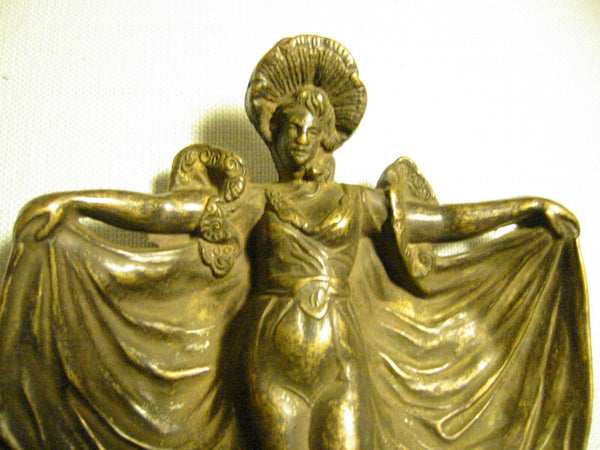 Cast Bronze Tray Art Nouveau Style Figure Relief - Designer Unique Finds 