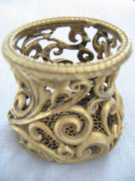 Ormolu Bronze Openwork Miniature Jar Marked Mus - Designer Unique Finds 
 - 4