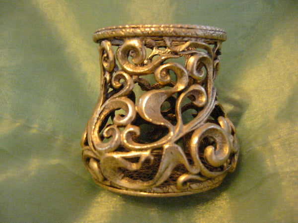 Ormolu Bronze Openwork Miniature Jar Marked Mus - Designer Unique Finds 
 - 1