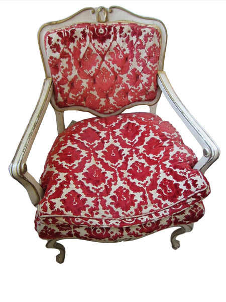 French Hibriten Arm Chair Floral Fabric Gilt Decoration - Designer Unique Finds 
 - 1