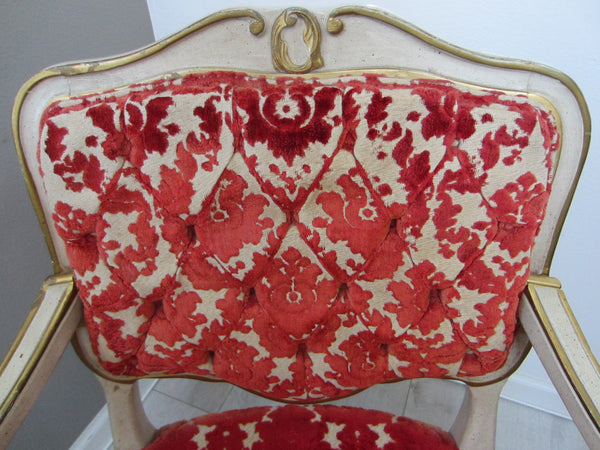 French Hibriten Arm Chair Floral Fabric Gilt Decoration - Designer Unique Finds 
 - 3