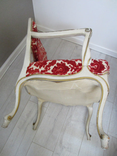 French Hibriten Arm Chair Floral Fabric Gilt Decoration - Designer Unique Finds 
 - 2