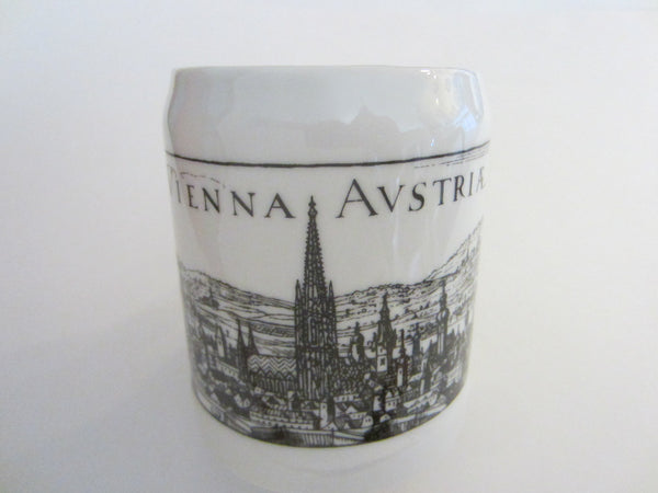 Vienna Austria Muller Co Linz Coffee Mug Black on White Panoramic City View - Designer Unique Finds 
