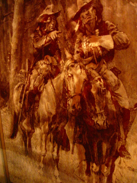 Attributed Remington Equestrian Cowboy Indian Reverse Glass Painted Art - Designer Unique Finds 
 - 6
