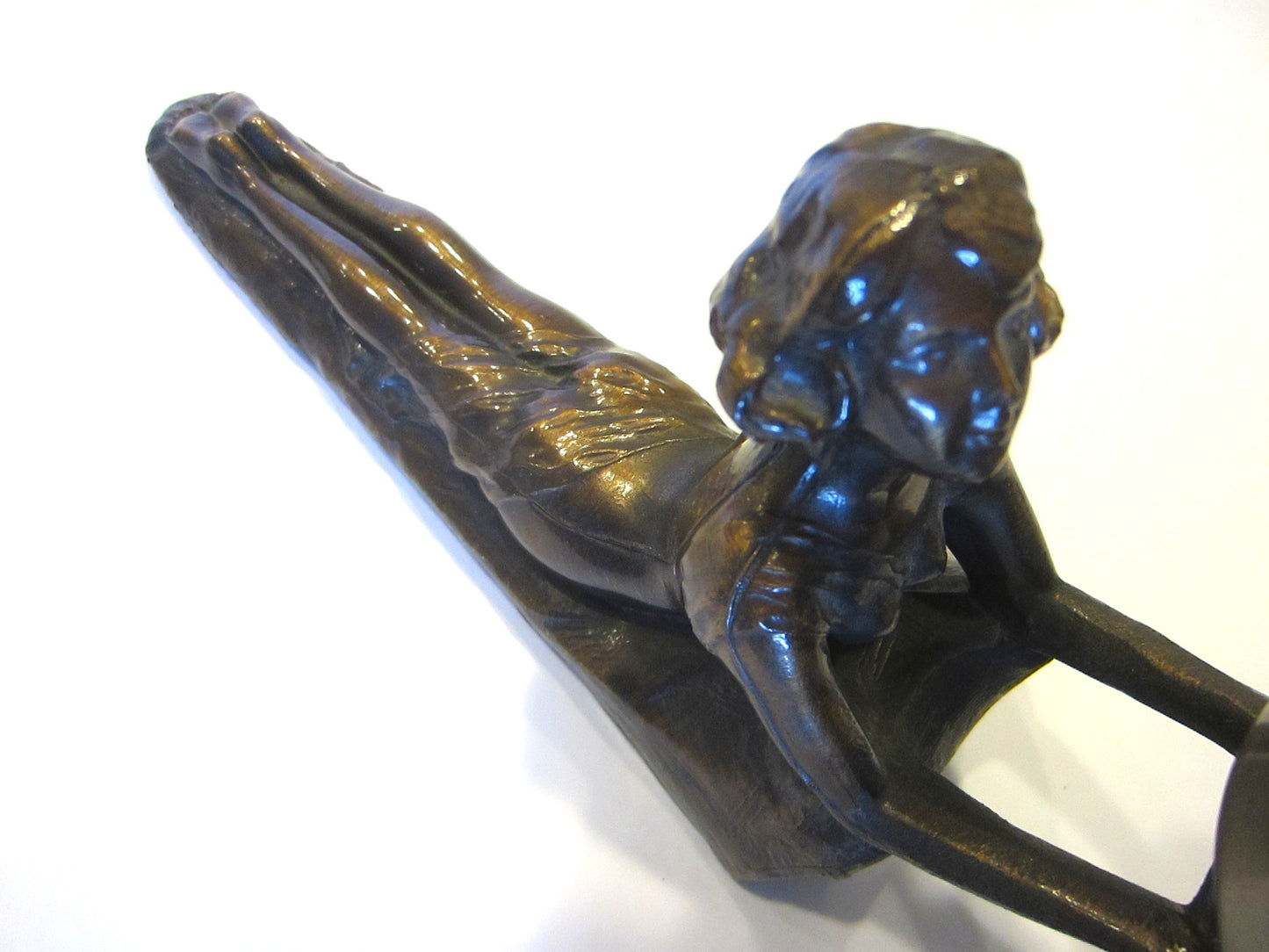 Mid Century Modern Bronze Figurative Reclining Woman Statue Table Light