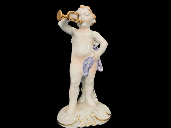 Heraldic Porcelain Angels Germany Von Schierholz Handmaleiei Mandolin Player Figures
