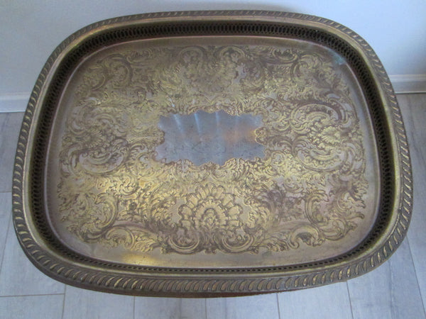 Colonial English Mahogany Brass Serving Tray Table - Designer Unique Finds 
 - 2