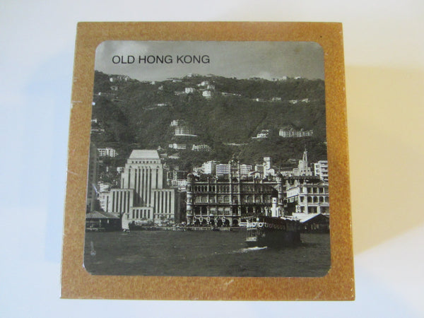 Old Hong Kong Coaster Set Black And White Various Illustrations Nautical Prints - Designer Unique Finds 