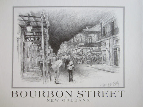 Don Davey New Orleans Bourbon Street Impressionist Signed Lithograph