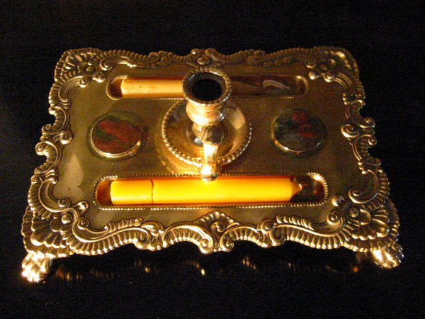 Brass Candle Tray Claw Foot A Symmetric Letter Seal With Hallmarks - Designer Unique Finds 
 - 3