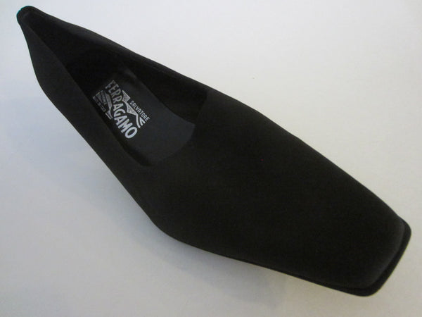 Salvatore Ferragamo Florence Italy Black Fabric Leather Sole Shoes 9B - Designer Unique Finds 