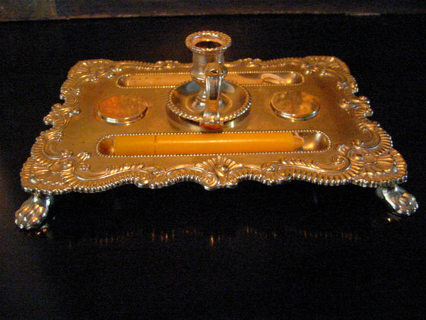 Brass Clawfoot Candle Tray Letter Seal Marked